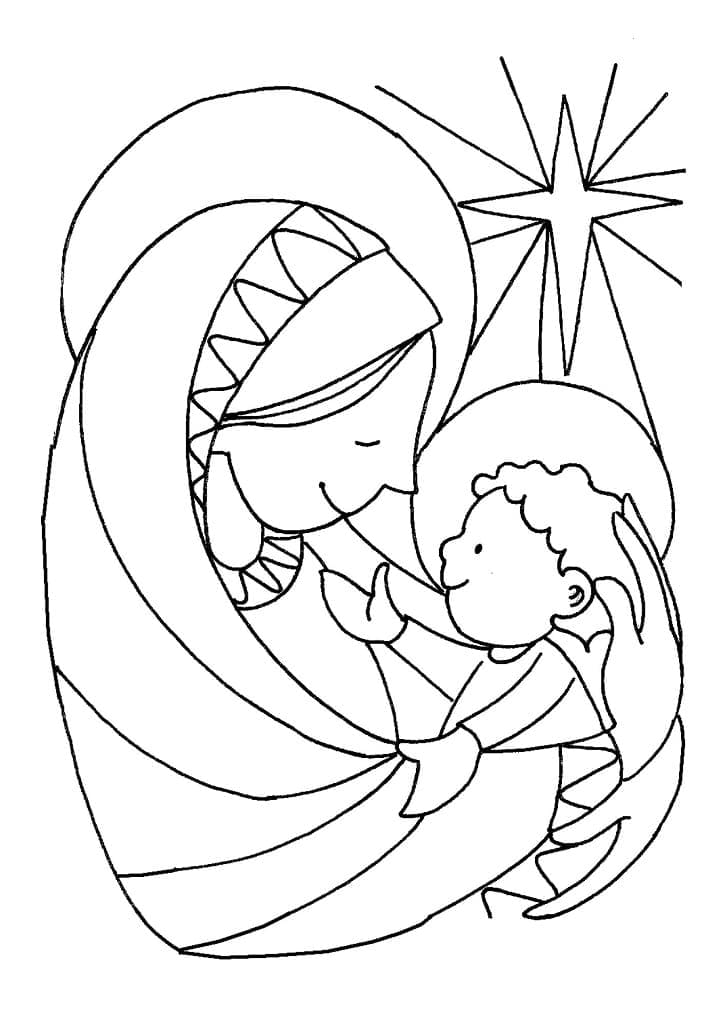Maria houdt kindje Jezus vast
