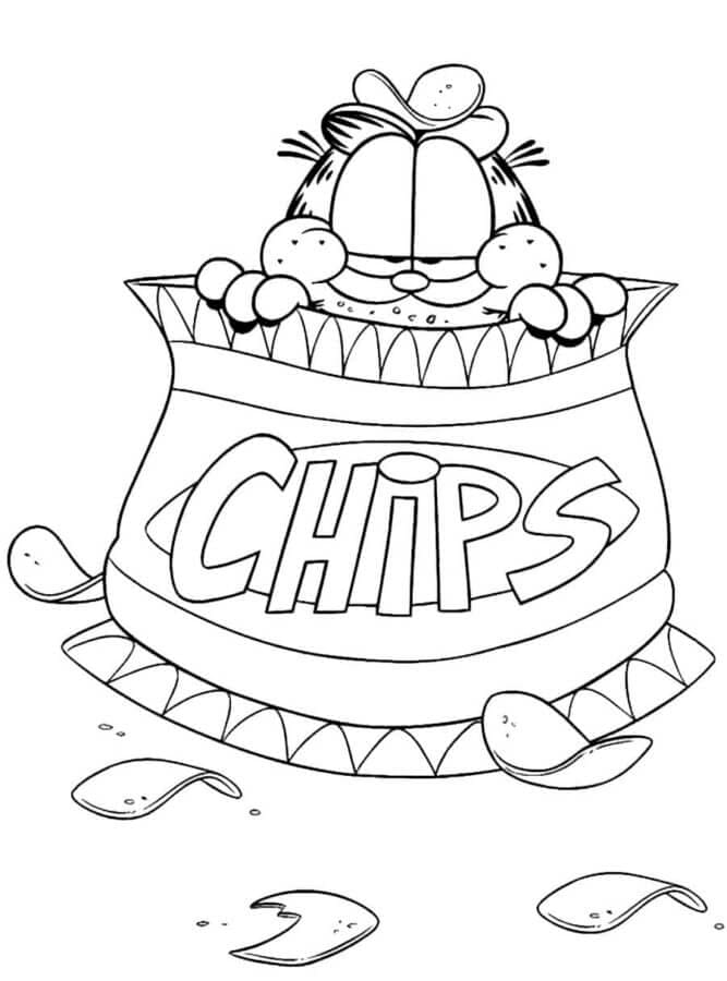 Garfield eet chips