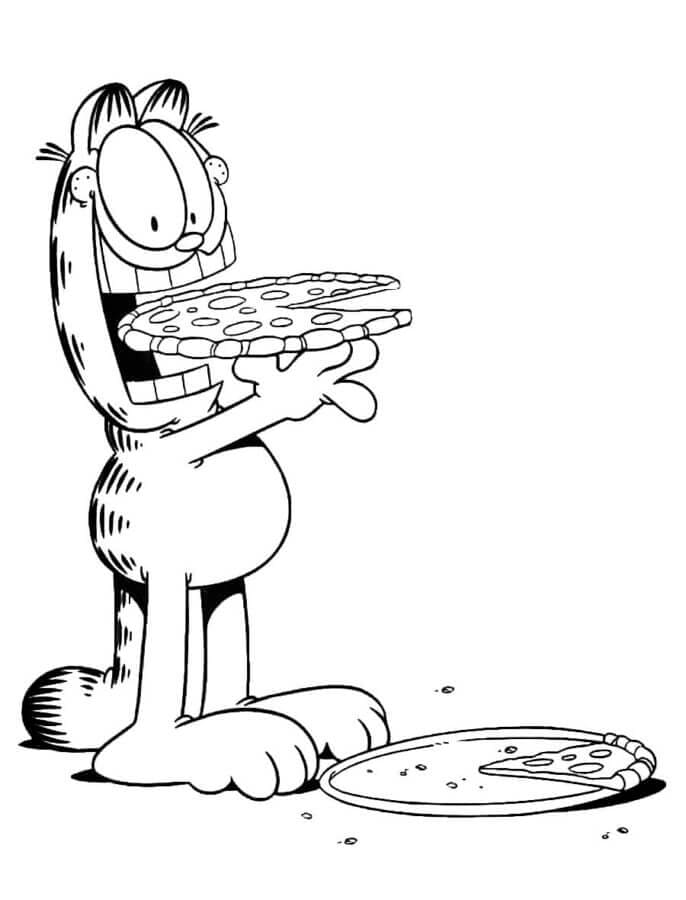 Garfield eet pizza