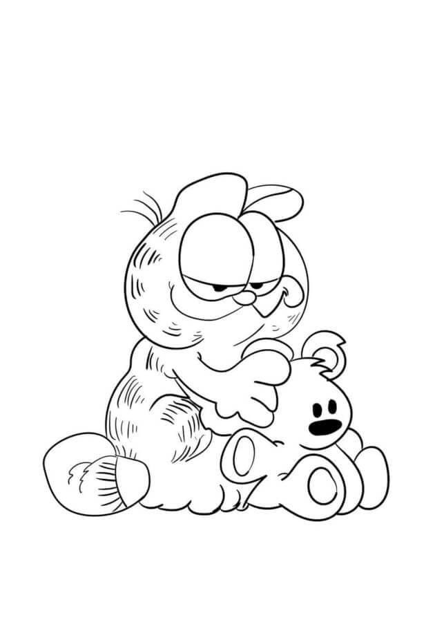 Garfield met een knuffel