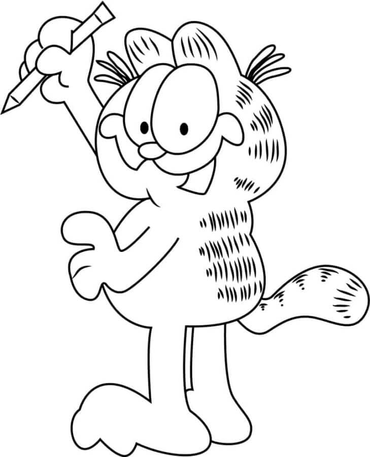 Garfield met een potlood