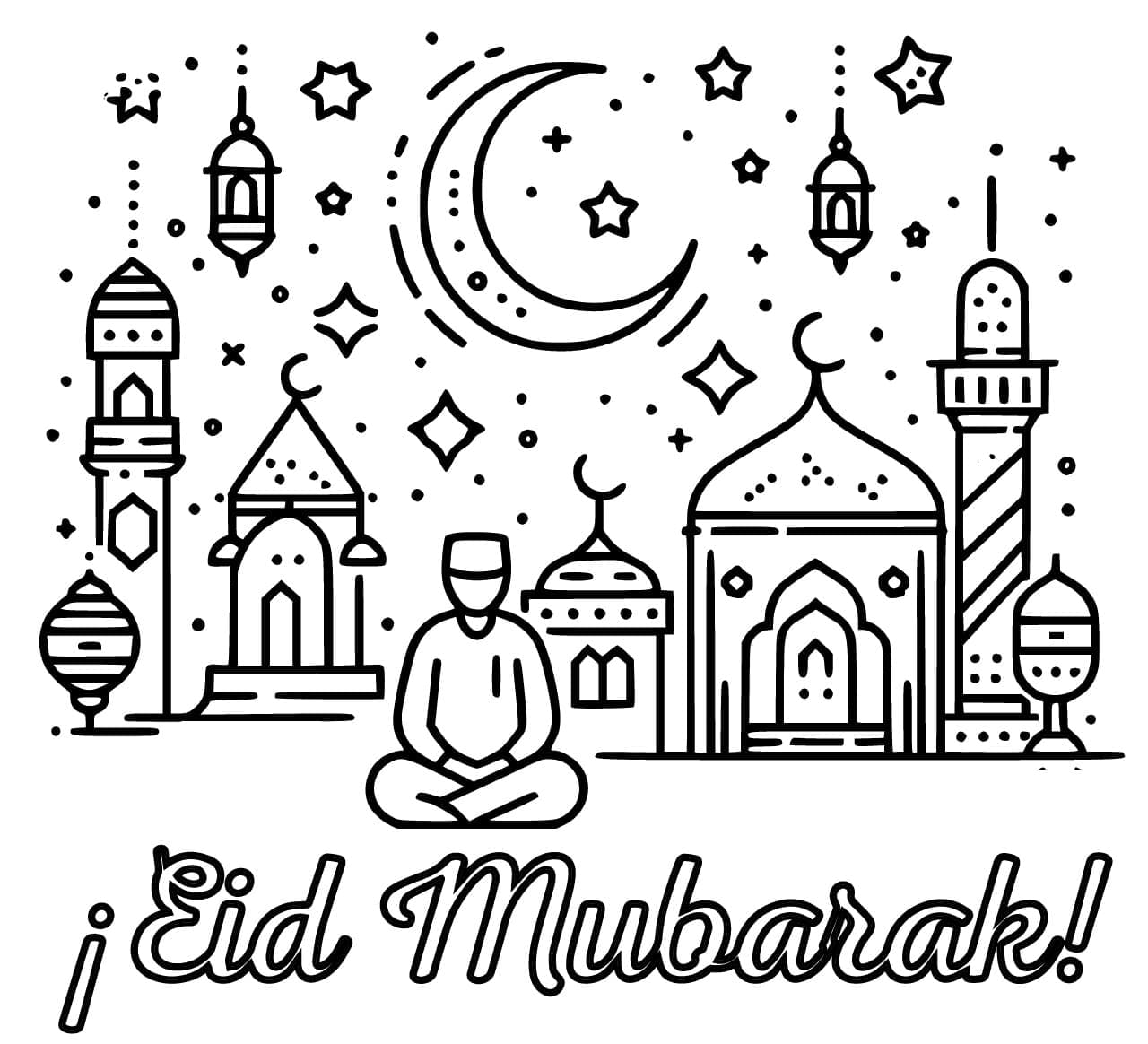 Afdrukbare Eid Moebarak voor kinderen