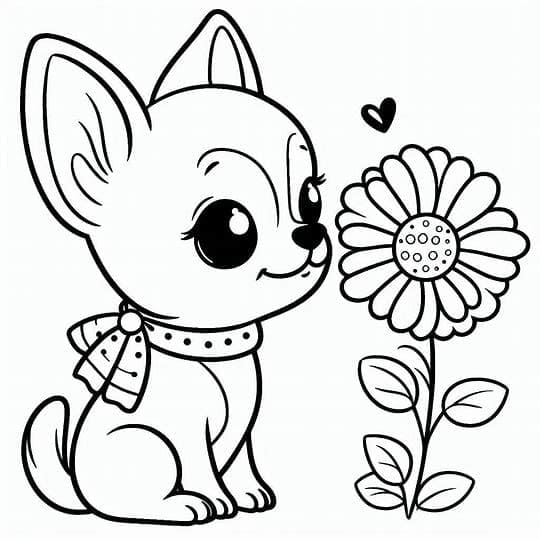 Chihuahua met bloem