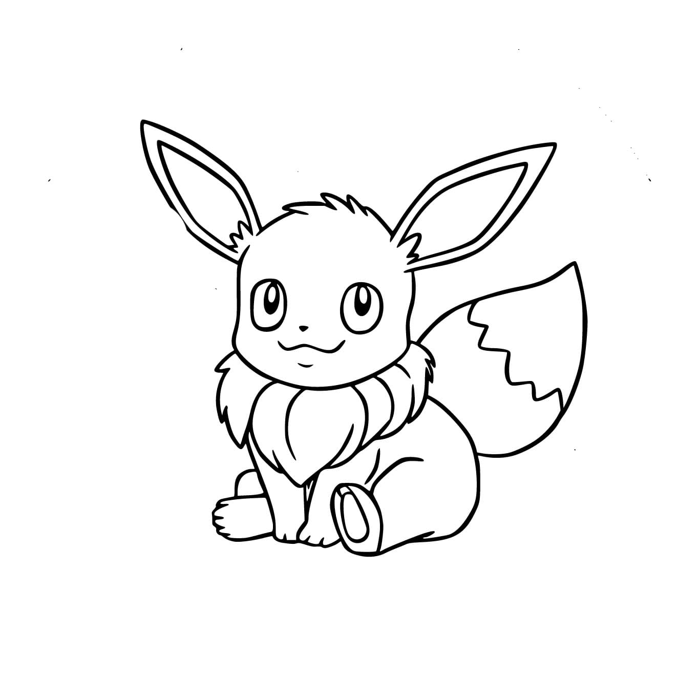 Eevee Pokemon zit Kleurplaat - Kinderen Kleurplaat