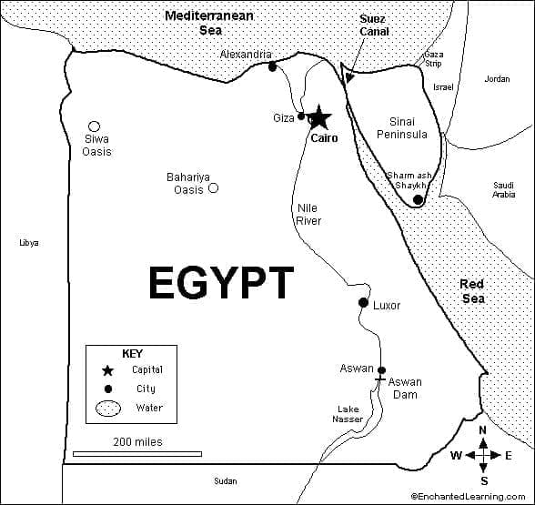 Egypte kaart afdrukbaar