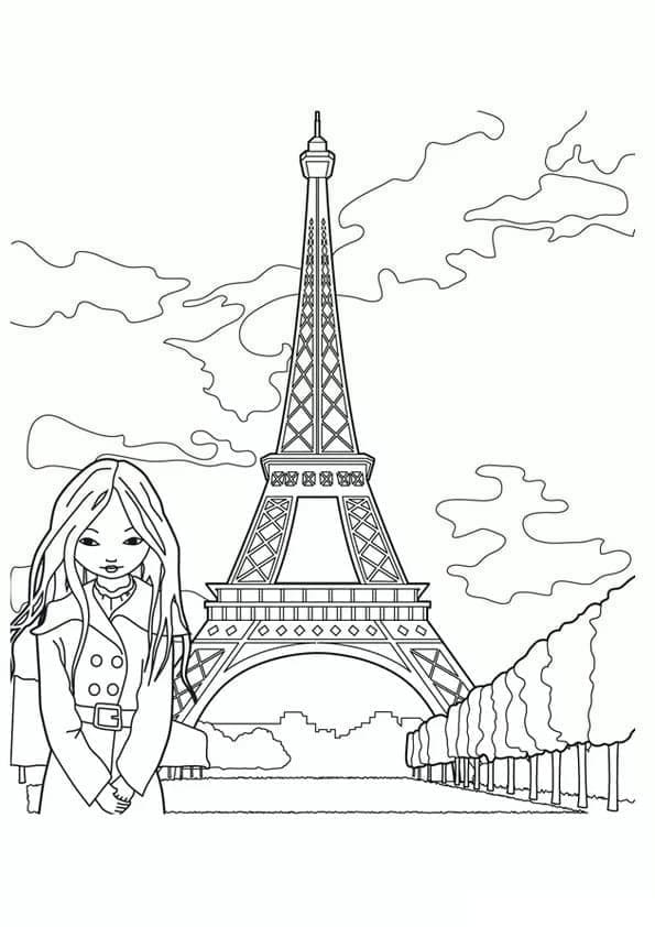 Girl and Eiffel Tower