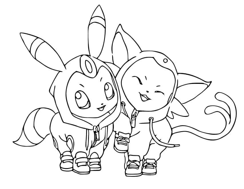 Grappige Espeon Pokemon met vriend