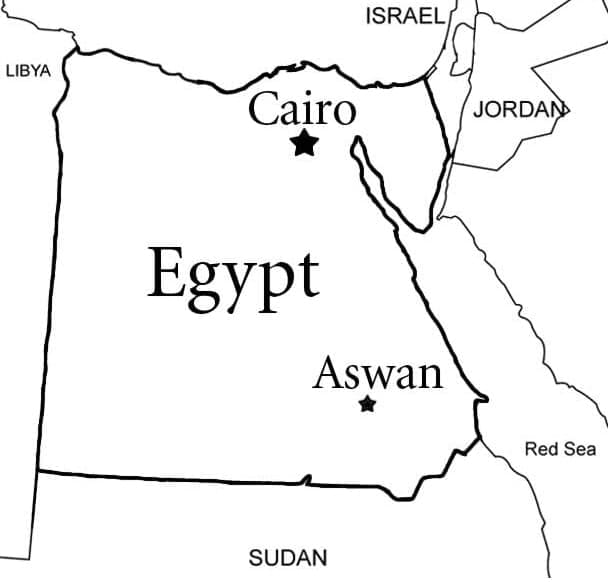 Gratis afdrukbare kaart van Egypte