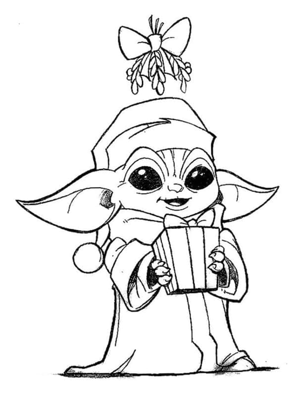 Baby Yoda en een cadeautje