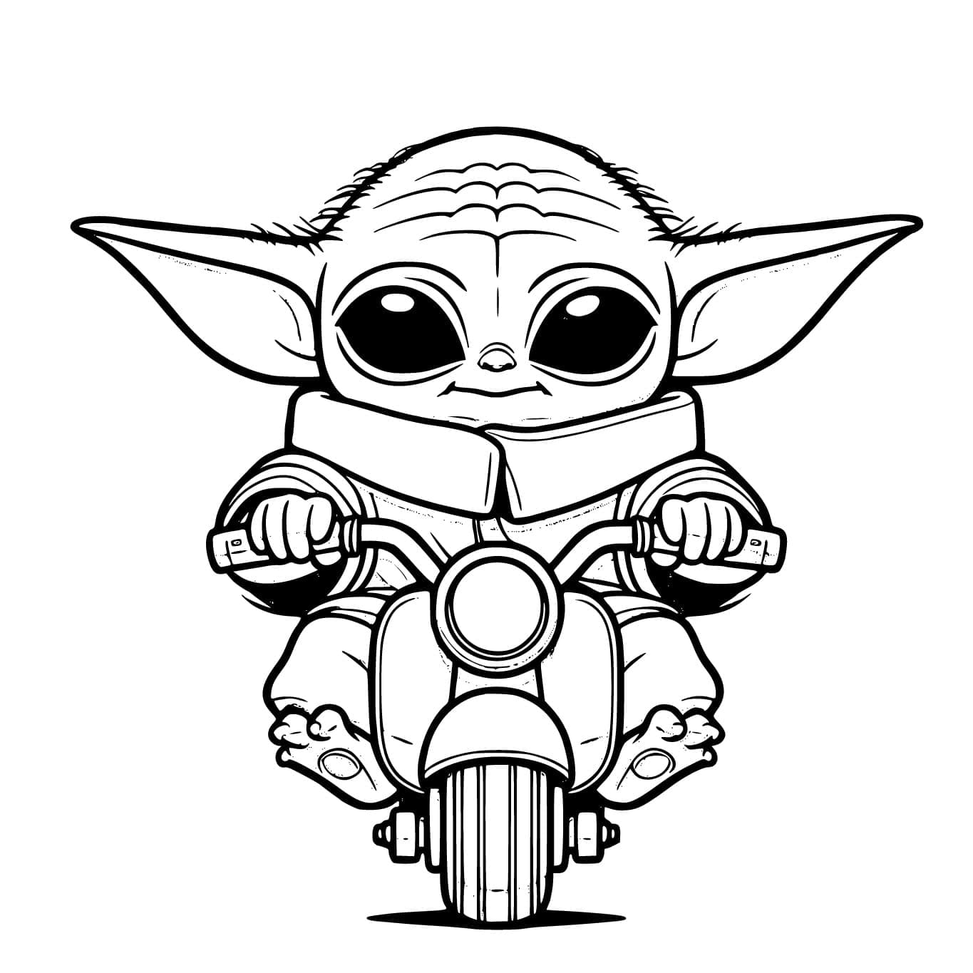 Baby Yoda op de motor