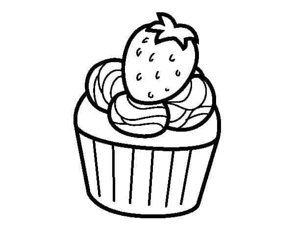 Cupcake met een aardbei