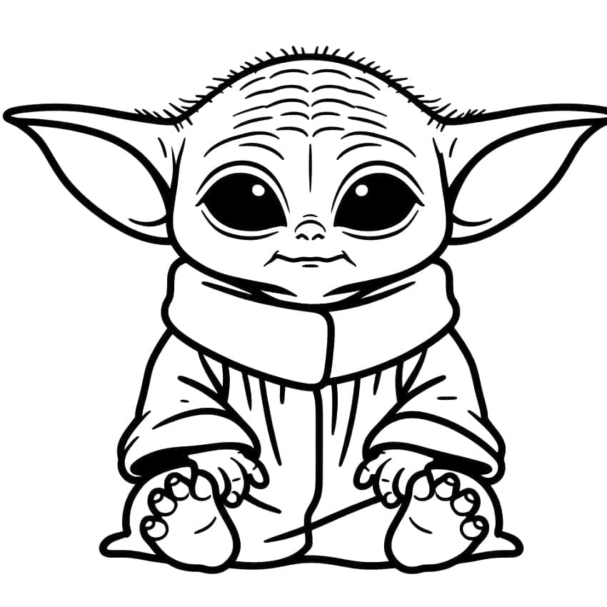 Zittende baby Yoda