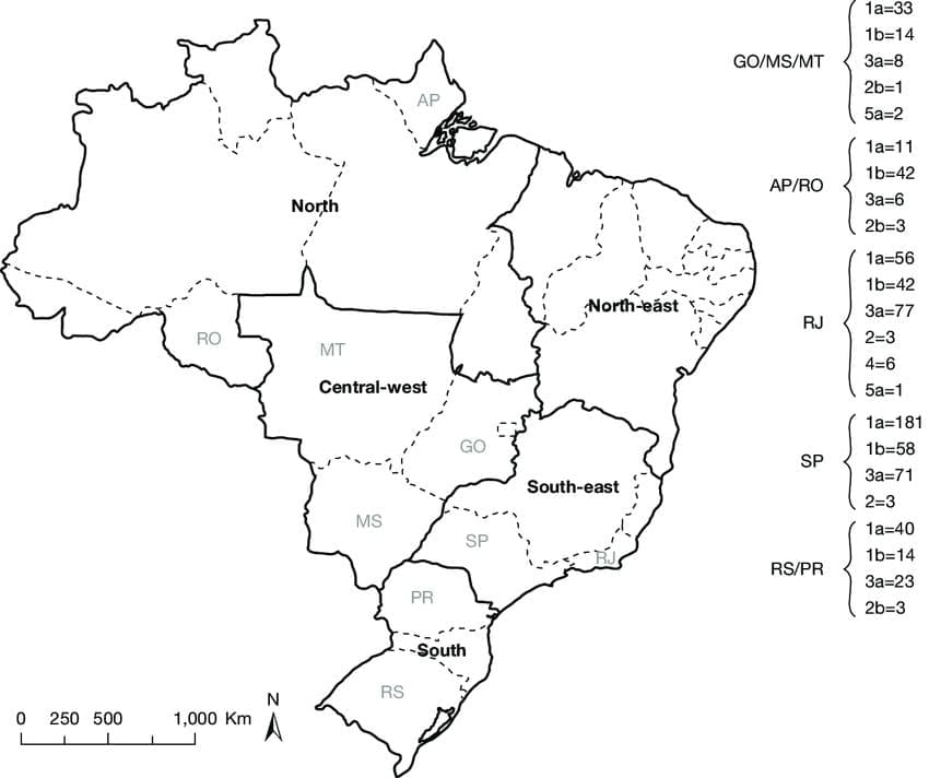 Afdrukbare kaart van Brazilie