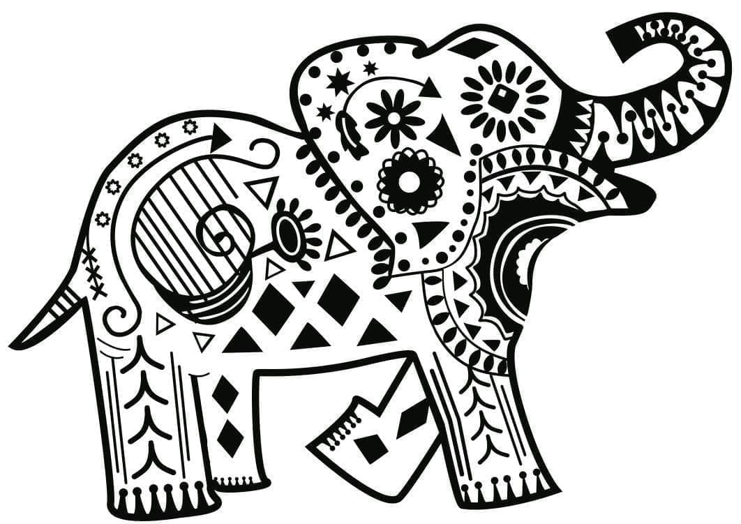 African Zentangle Elephant