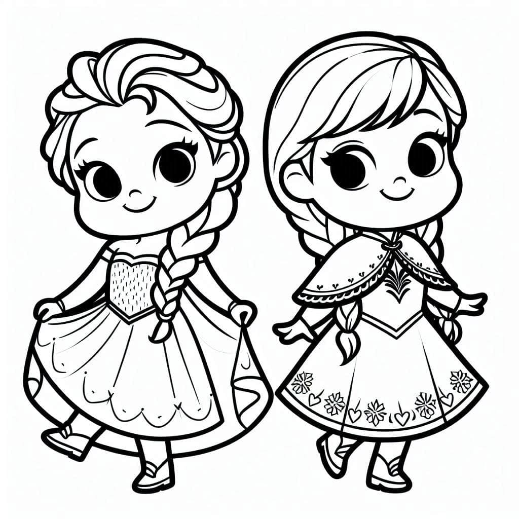 Elsa en Anna Chibi