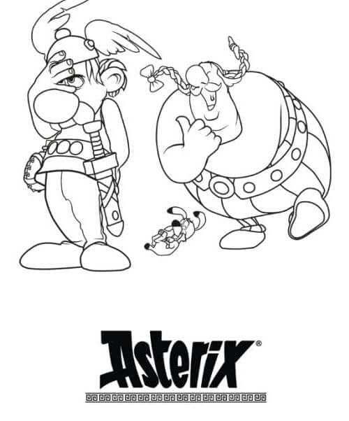 Obelix en Idefix lachen om Asterix