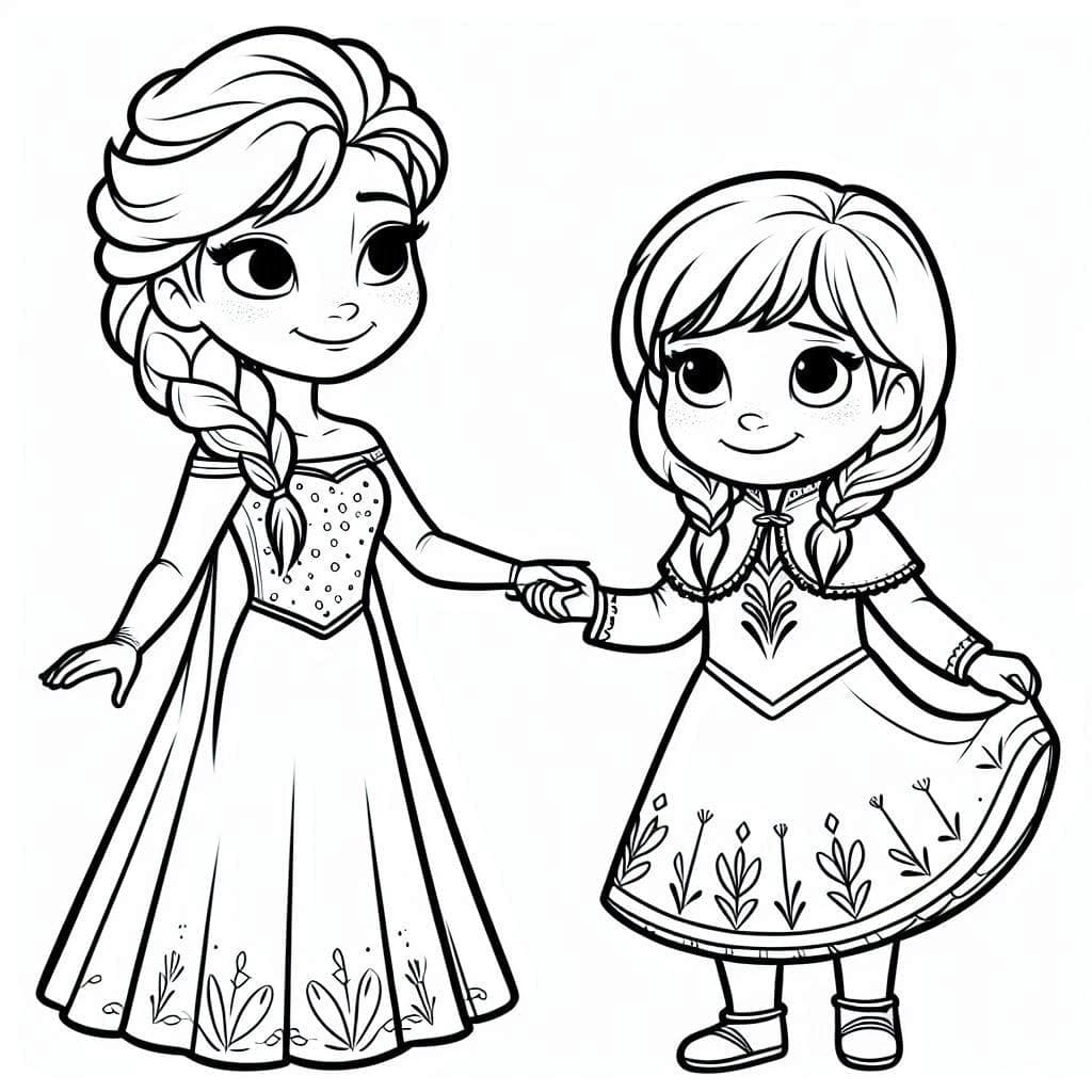 Elsa En Anna Chibi Kleurplaat Kinderen Kleurplaat