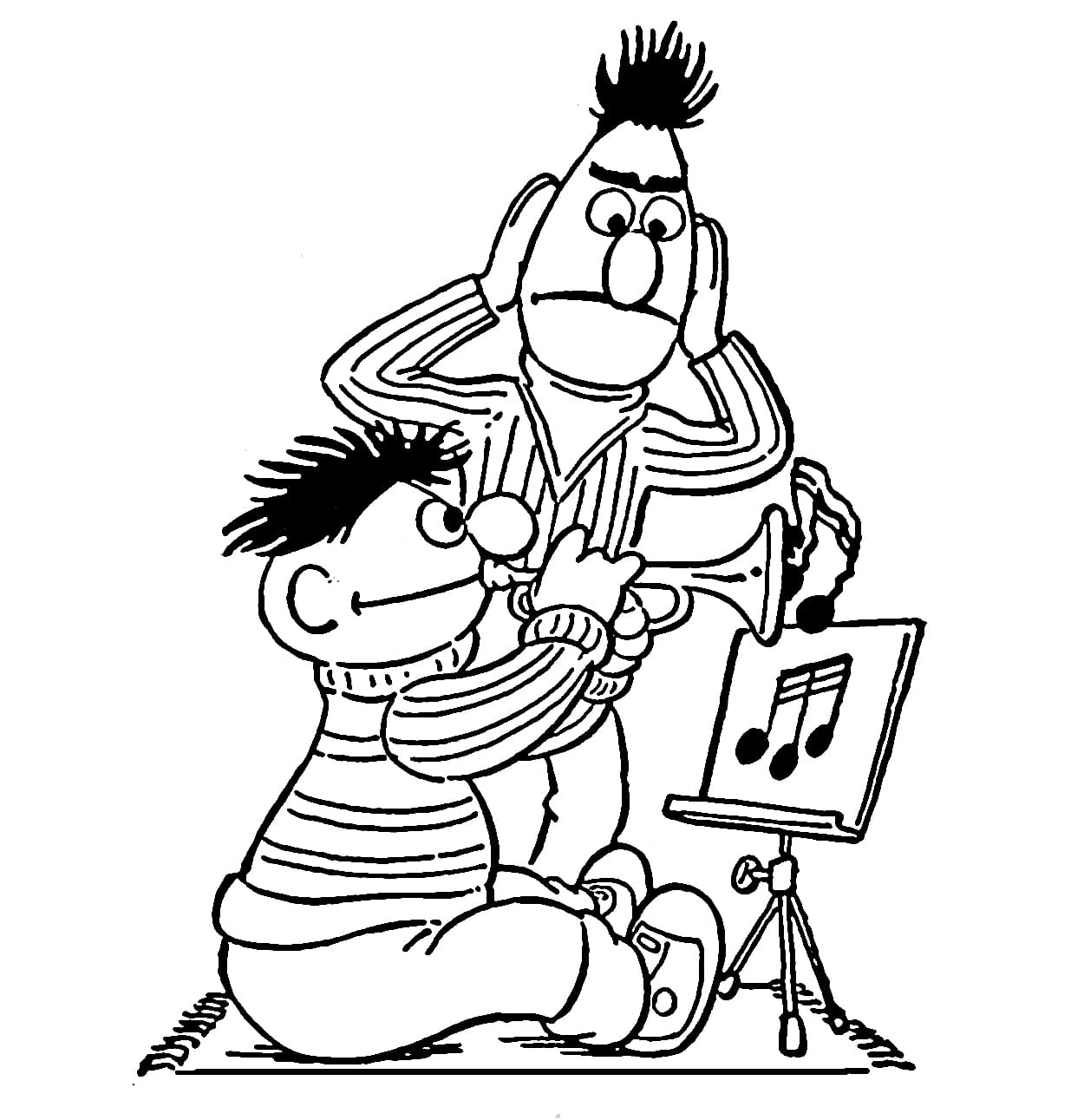 Bert en Ernie maken muziek