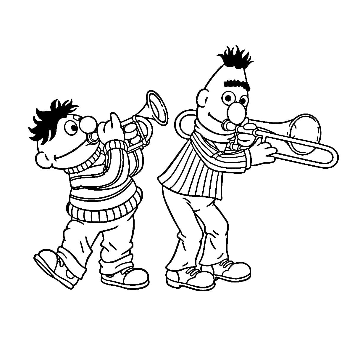 Bert en Ernie spelen saxofoon