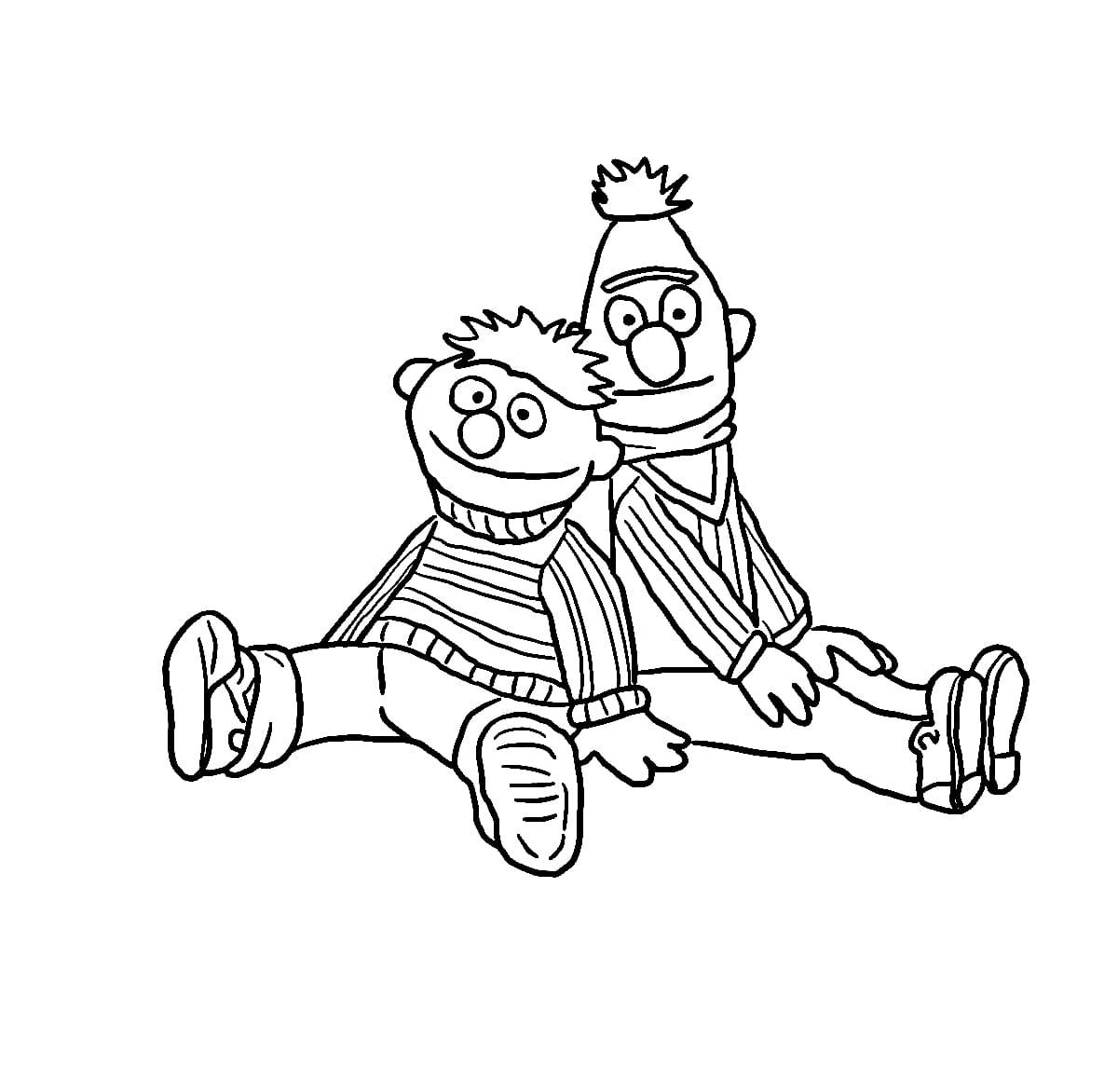 Bert en Ernie Zittend