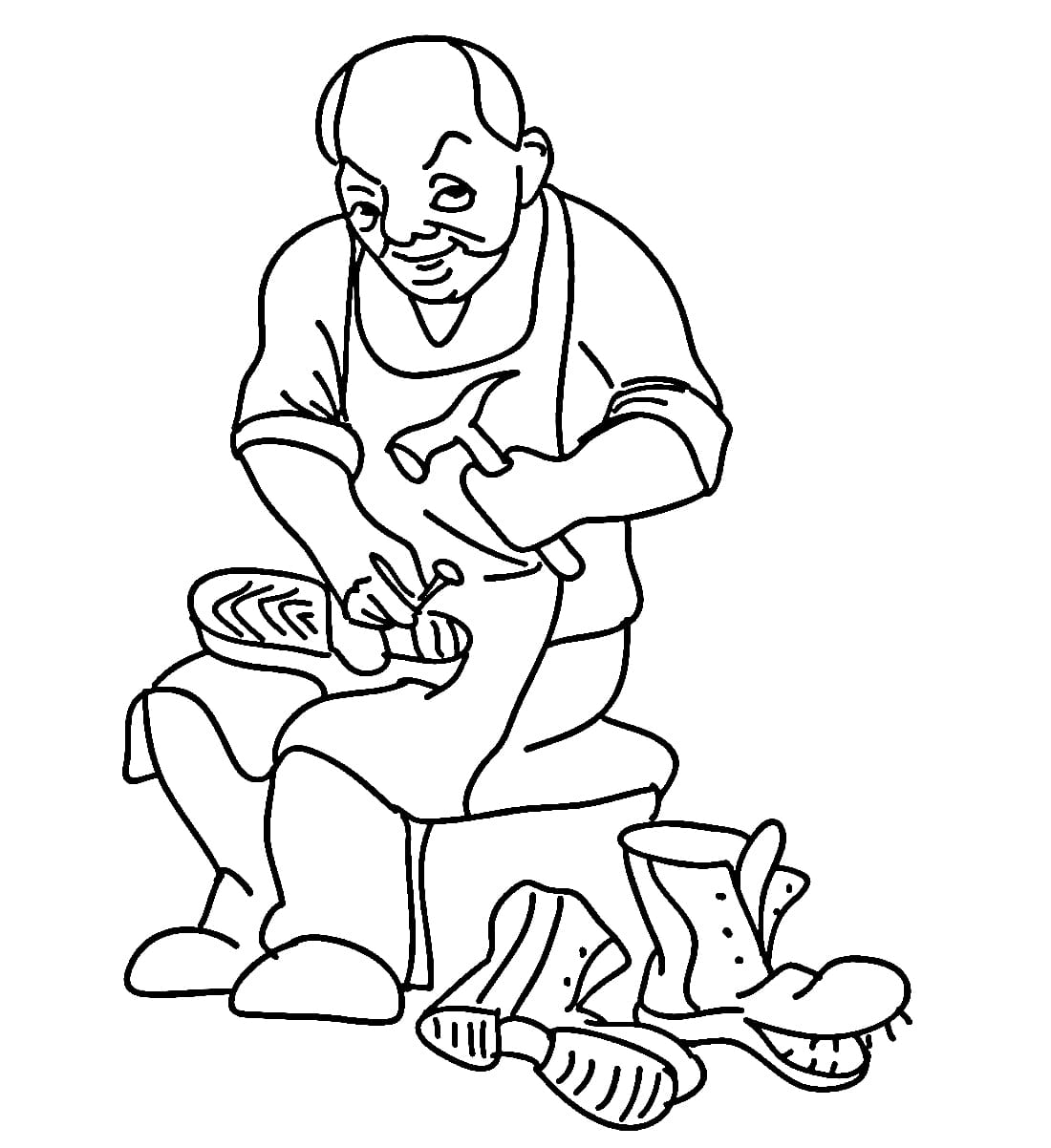 Shoemaker repairing shoes