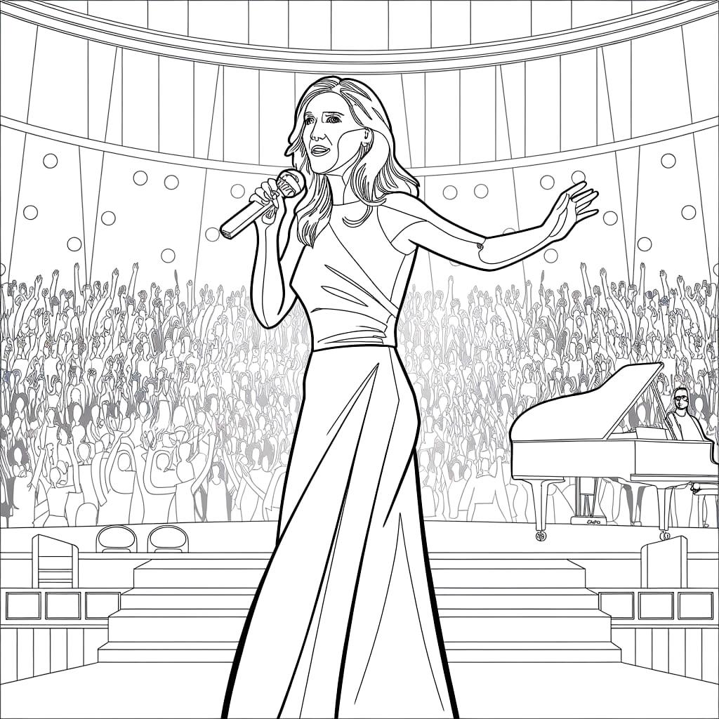 Celine Dion zingt op het podium