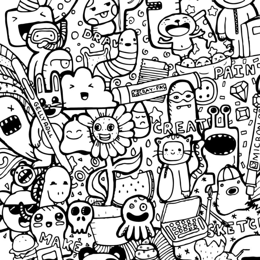 Doodle wereld van monsters