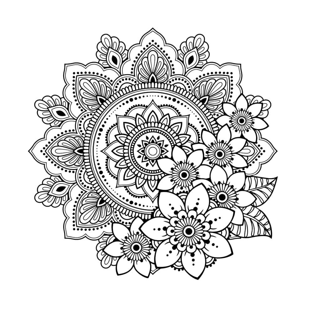 Klassieke bloemen volwassenen mandala