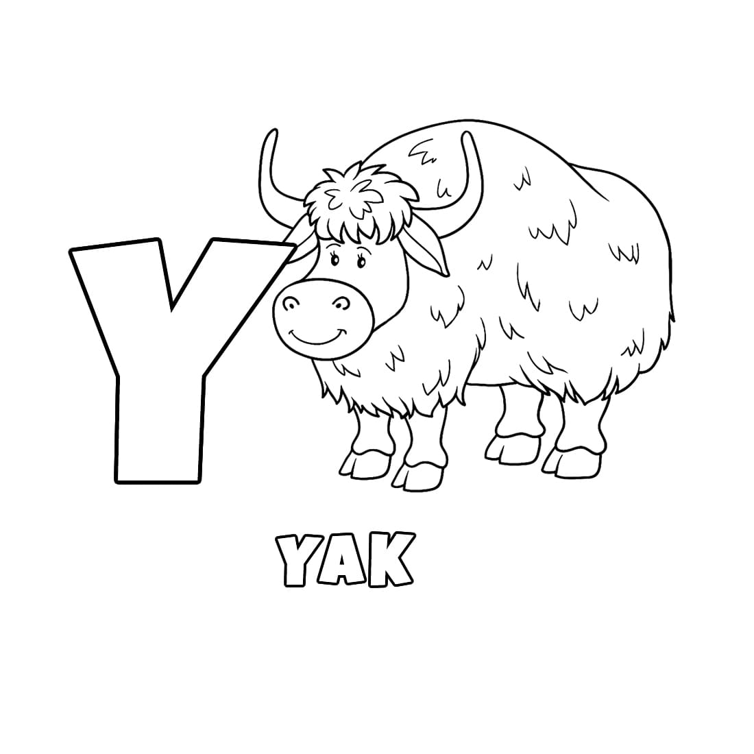 Letter Y voor Yak