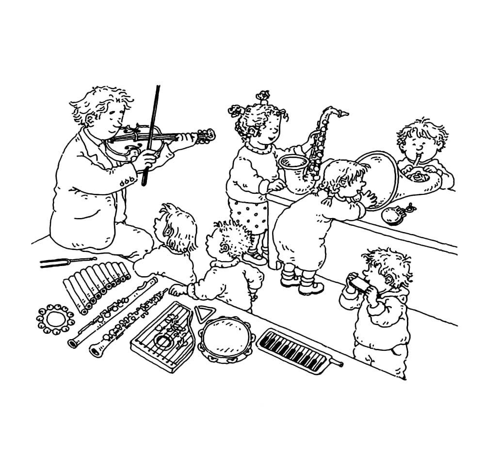 Kinderen studeren muziek