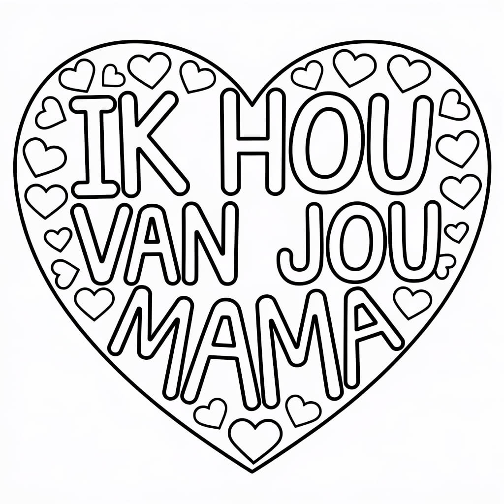 Afdrukbaar hart Ik hou van jou mama