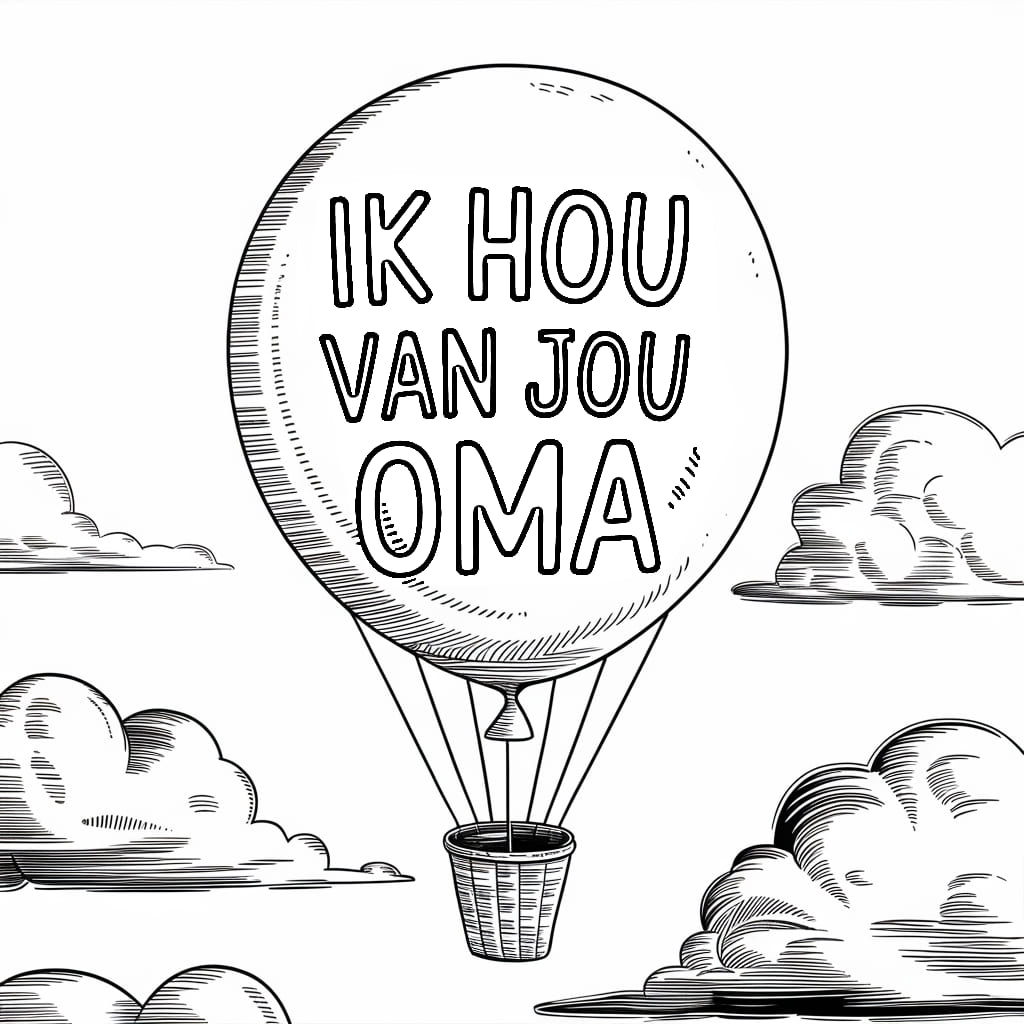 Ballonnen en wolken Ik hou van jou oma