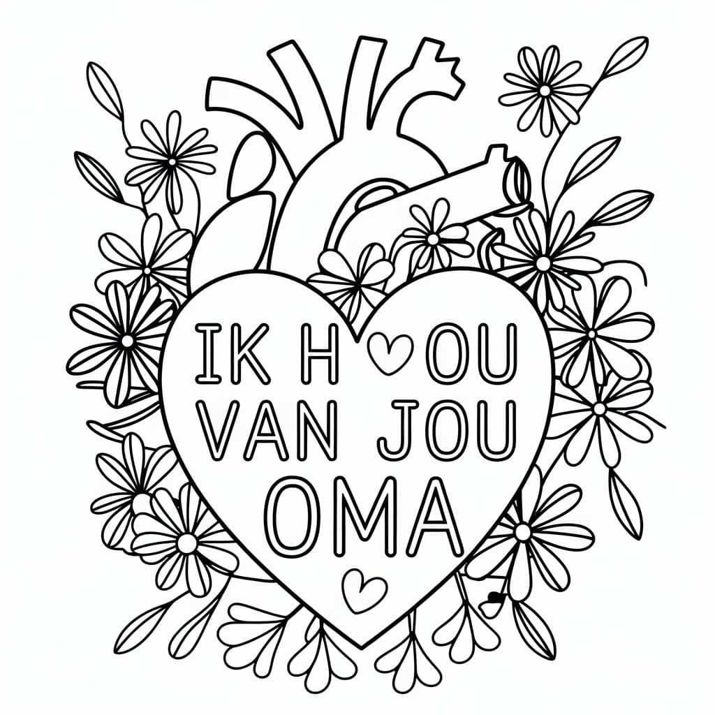 Hart en bloem Ik hou van jou oma