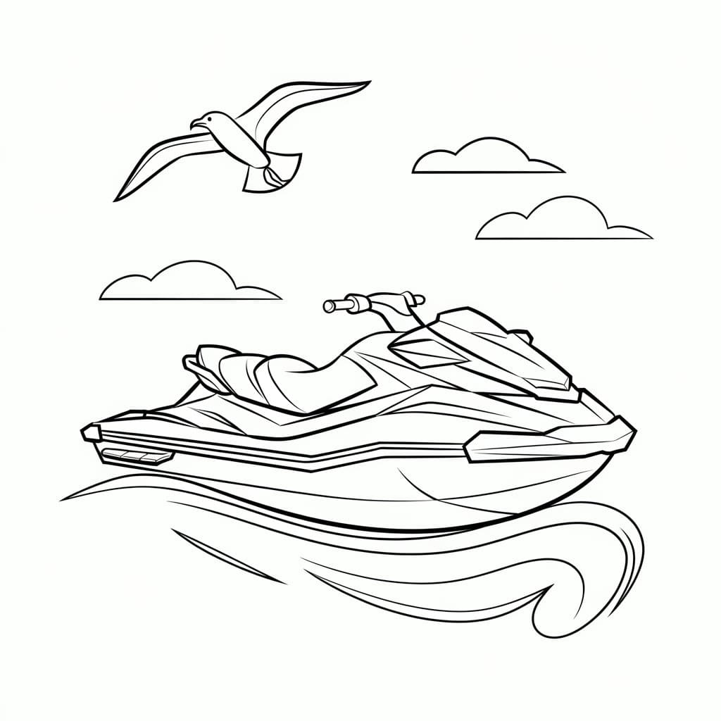 Jetski en vogel