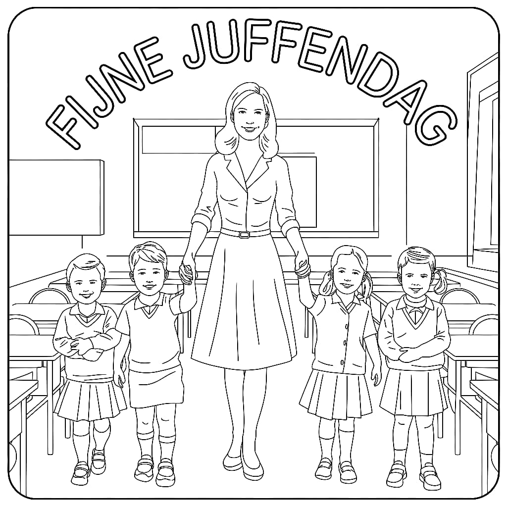 Juffendag En Blije Juf Kleurplaat Kinderen Kleurplaat Juffendag En Blije Juf Kleurplaat Kinderen Kleurplaat