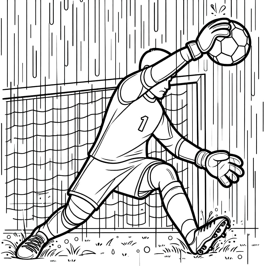 Keeper speelt in de regen