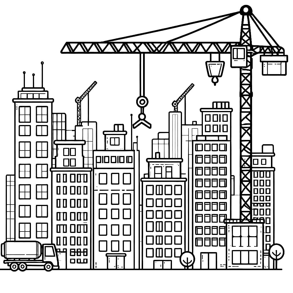 Kraan In De Stad Kleurplaat Kinderen Kleurplaat