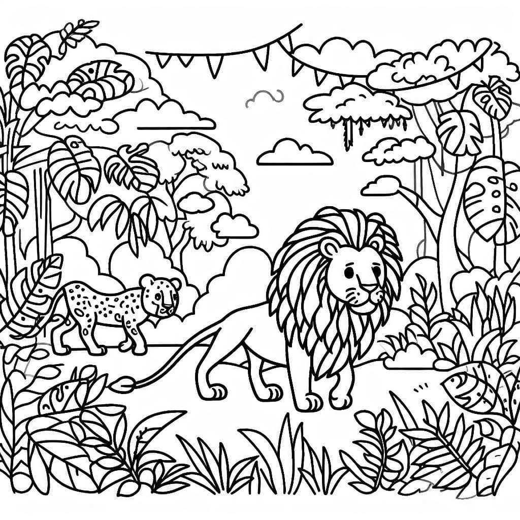 Tekening van jungledieren