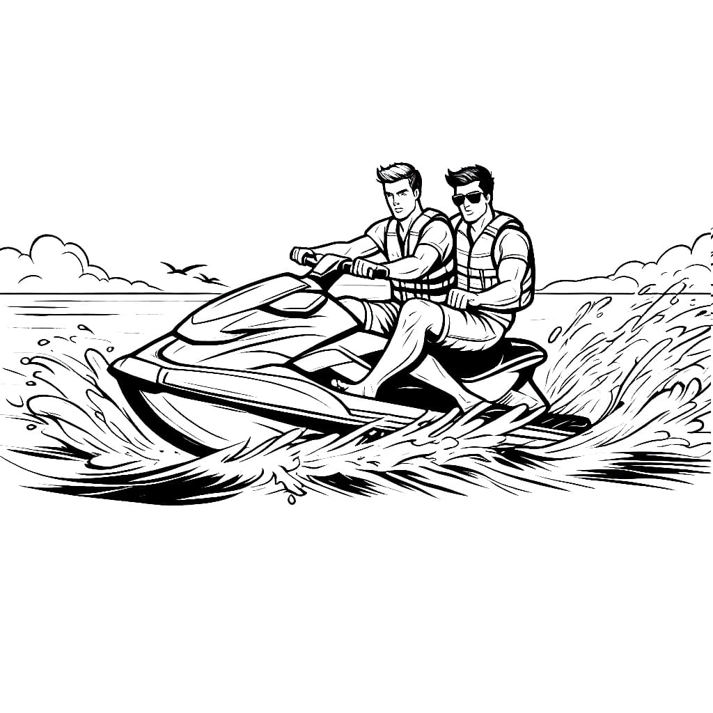 Twee mannen op een jetski