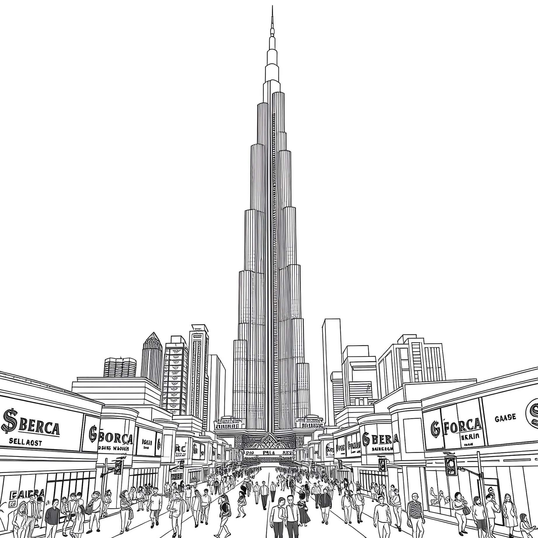 Teken Burj Khalifa gratis printbaar