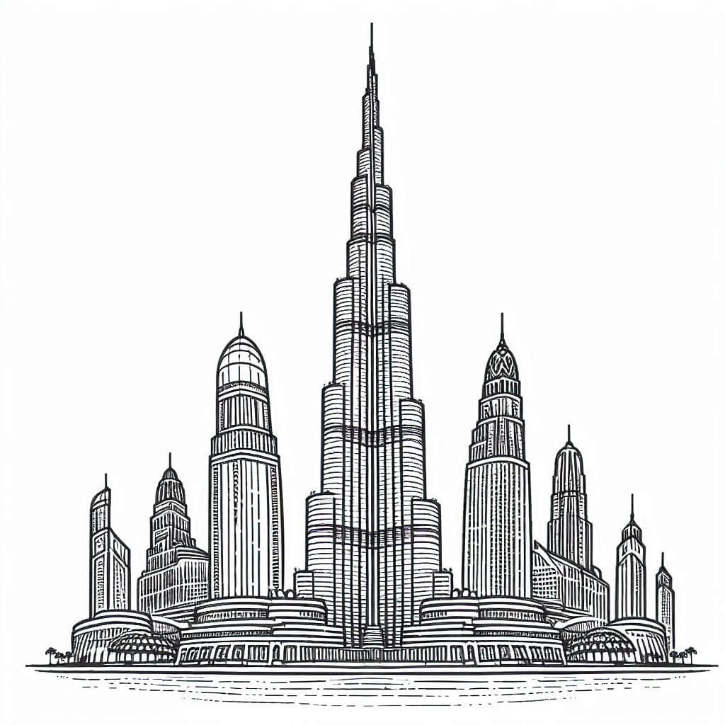 Teken Burj Khalifa printbaar voor kinderen