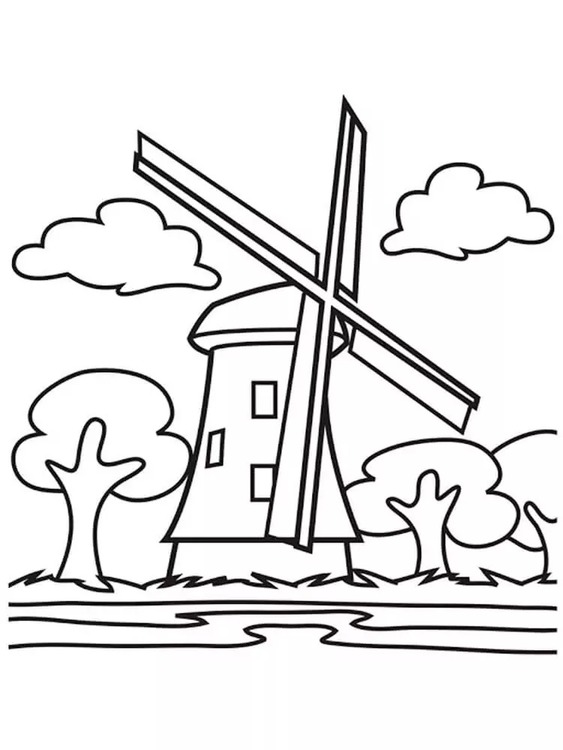 Molen afdrukbaar bij kinderen