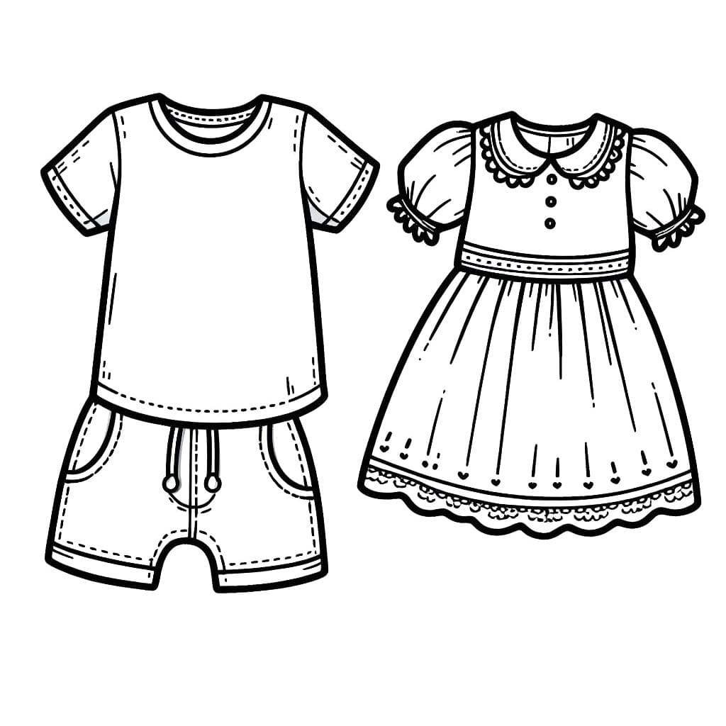 Teken kleding printbaar voor kinderen