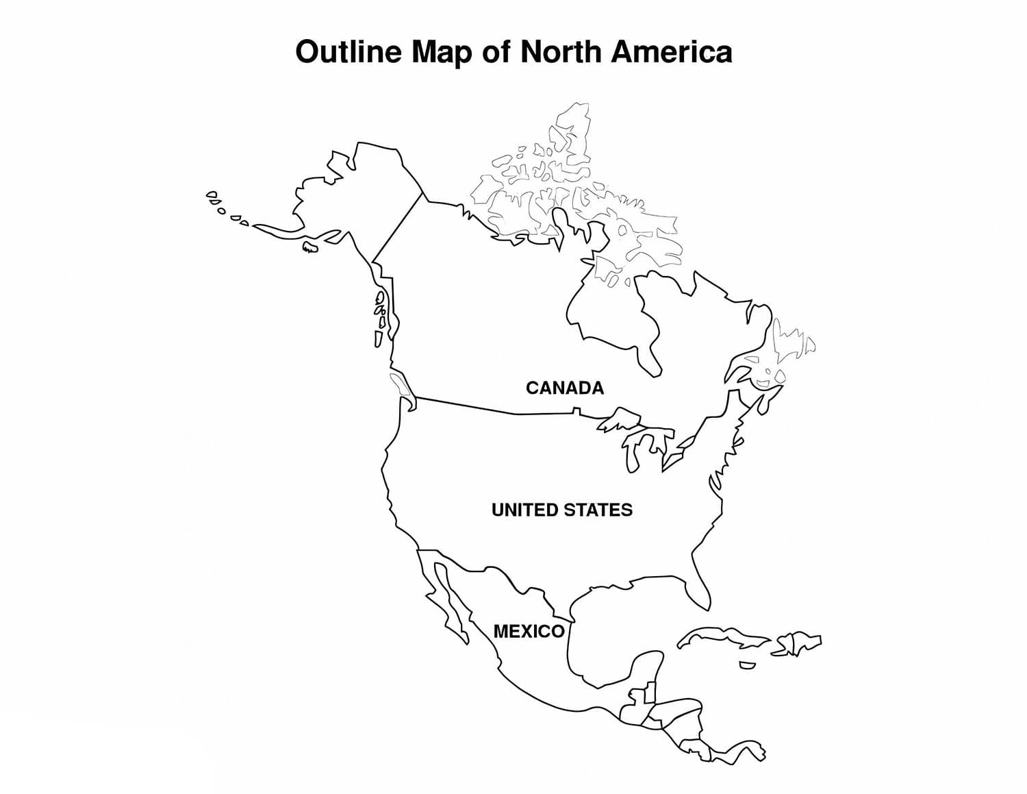 Teken Noord Amerika afdrukbaar
