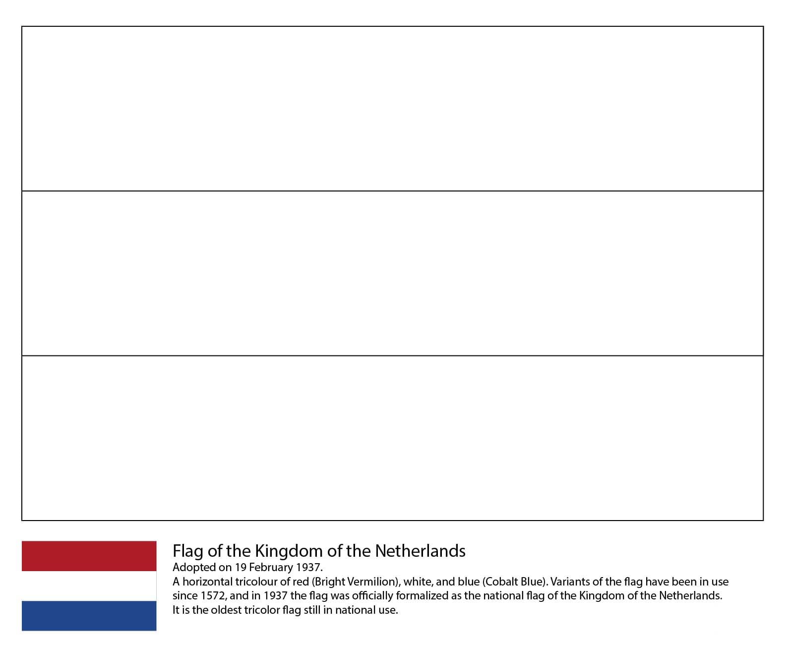 Tekenen Nederlandse Vlag gratis afdrukbaar