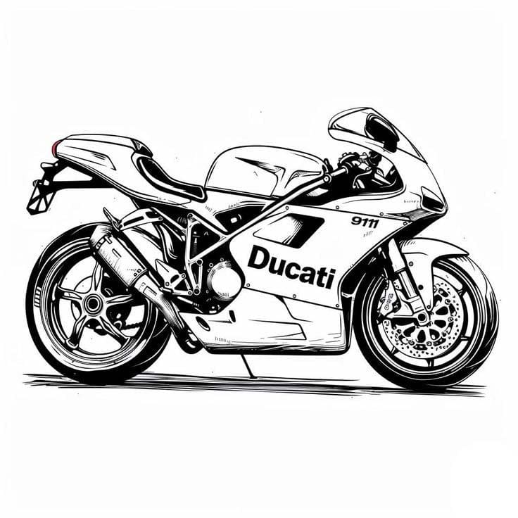 Tekening motor ducati afdrukbaar