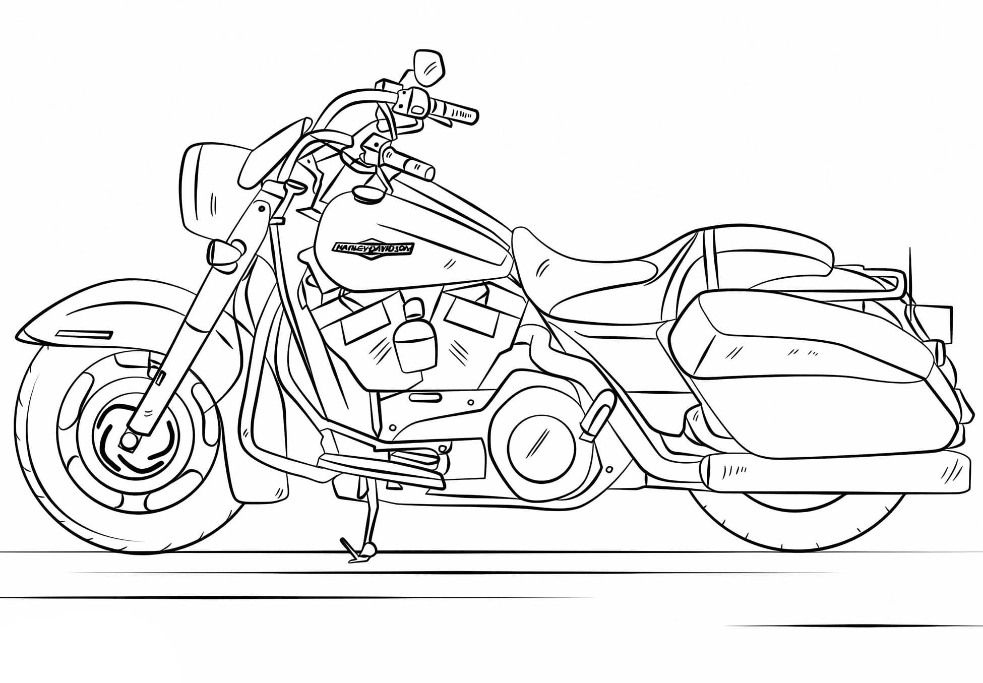 Tekening motor Harley afdrukbaar