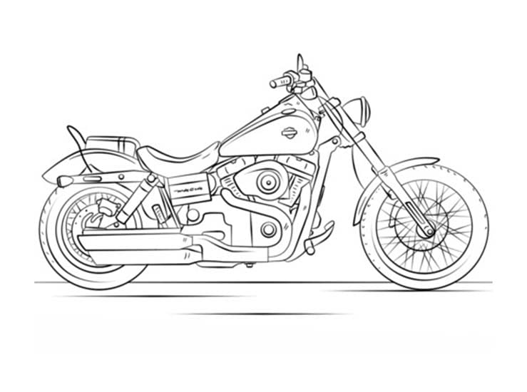 Tekening motor Harley gratis