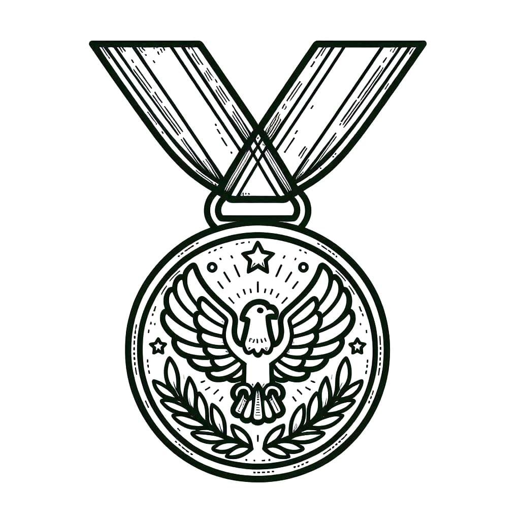 Tekening van een eenvoudige medaille