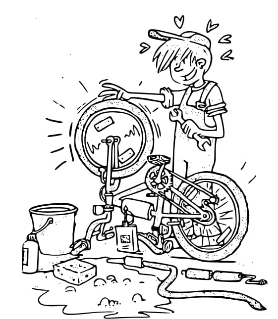 Afbeelding fietsenmaker bij kinderen